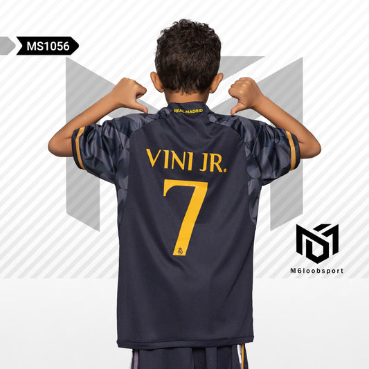Real Madrid 23/24 Kids Black VINI JR. Set (T-shirt + shorts)
