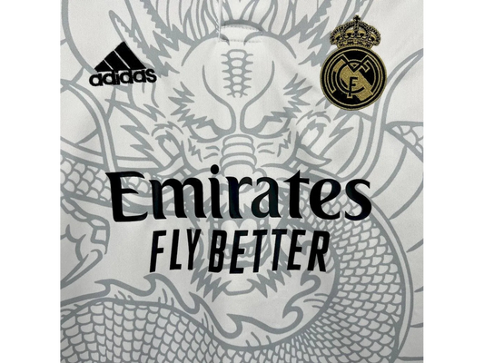 Real Madrid 25/26 Kids dragon white and black Set (T-shirt + shorts)
