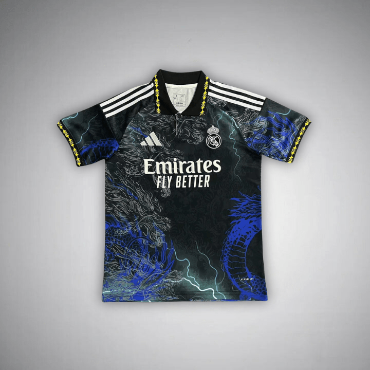 Real Madrid 25/26  dragon blue and black T-shirt  (Fans jersey)