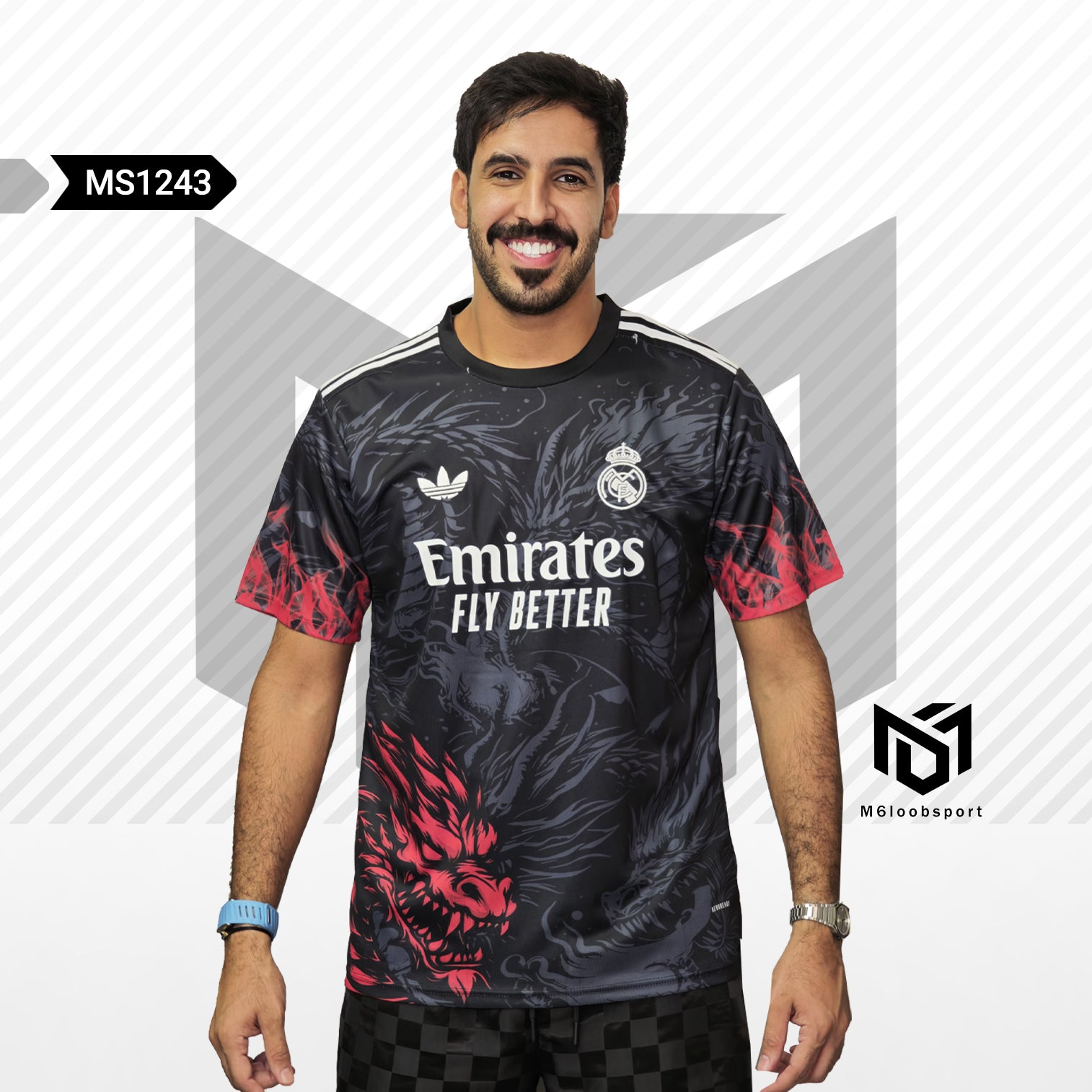 Real Madrid 24/25 dragon edition black And red (Fans jersey)
