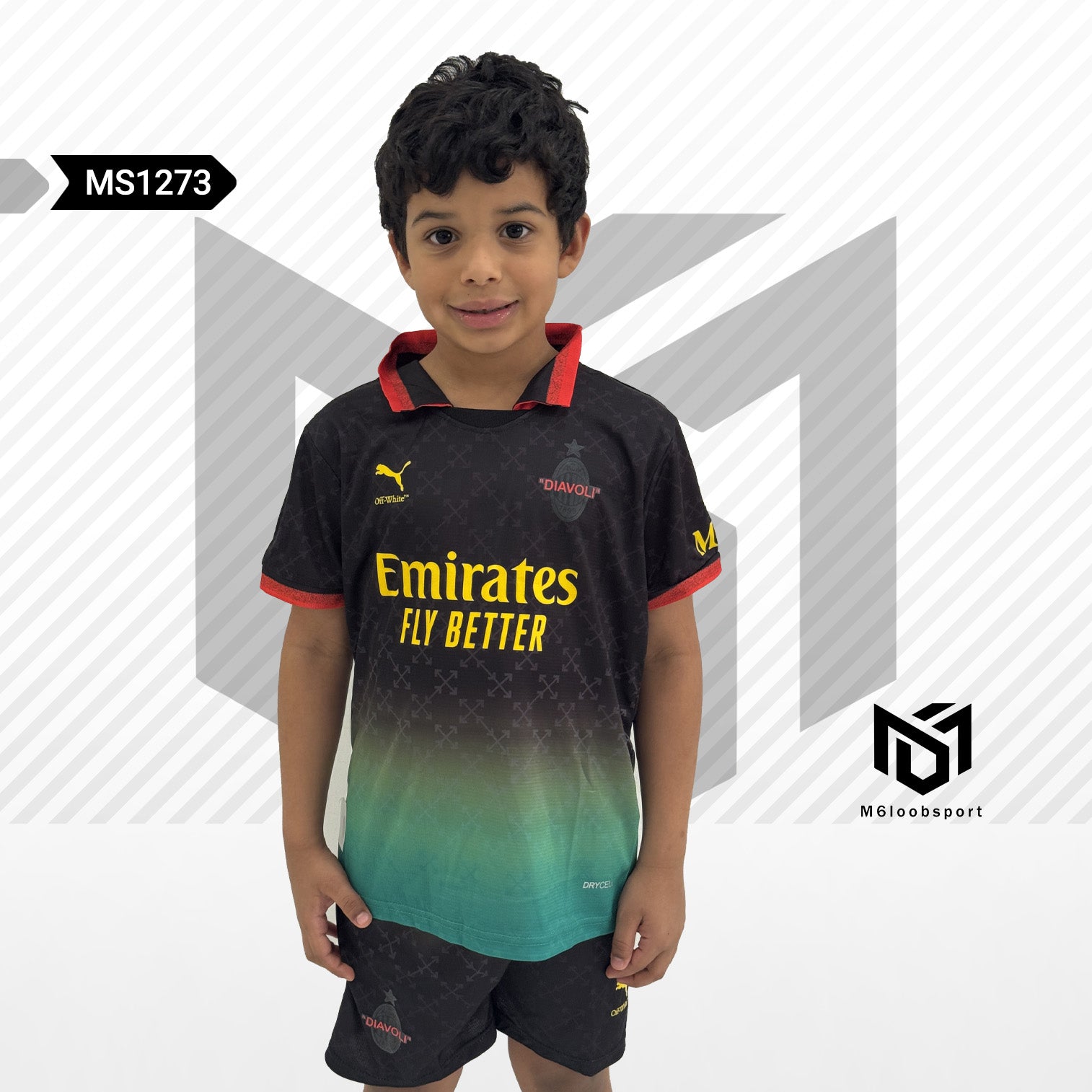 AC Milan 25/26 Black and green Kids Set (T-shirt + shorts)