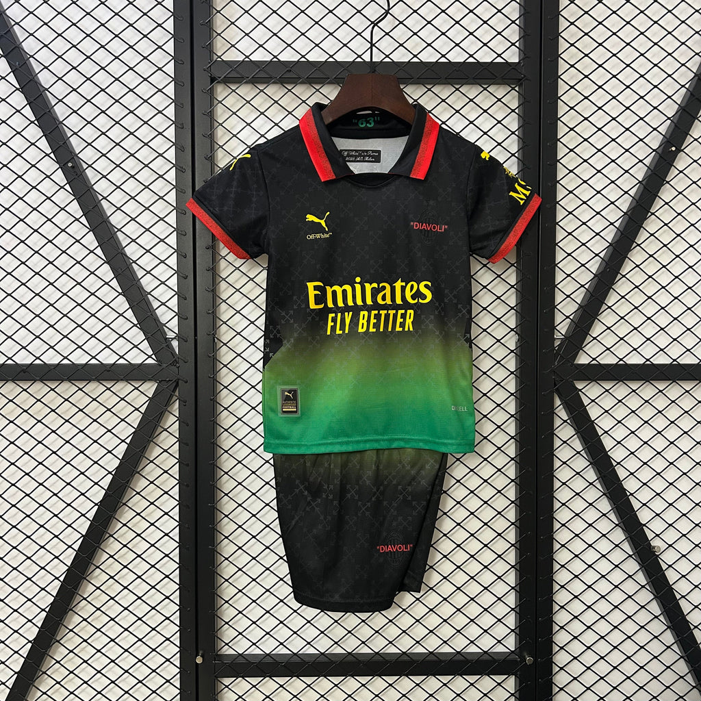 AC Milan 25/26 Black and green Kids Set (T-shirt + shorts)